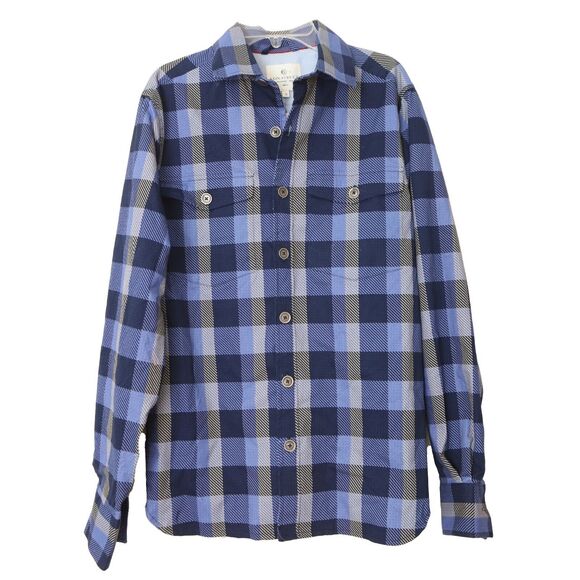 Construct Lined Plaid Shirt S Shacket Cotton Button Blue Long Sleeve NEW B55 - Picture 1 of 5
